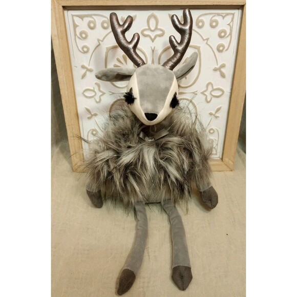 Jellycat Medium Grey Reindeer Liza Gray Plush 18 Inch All Tags LZA2R Stuffed Toy